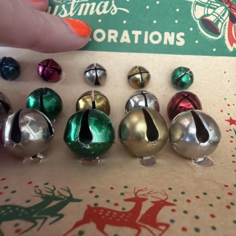 Vintage Walco Metal Jingle Bells Multi Color Japan Christmas Holiday 18 Bells